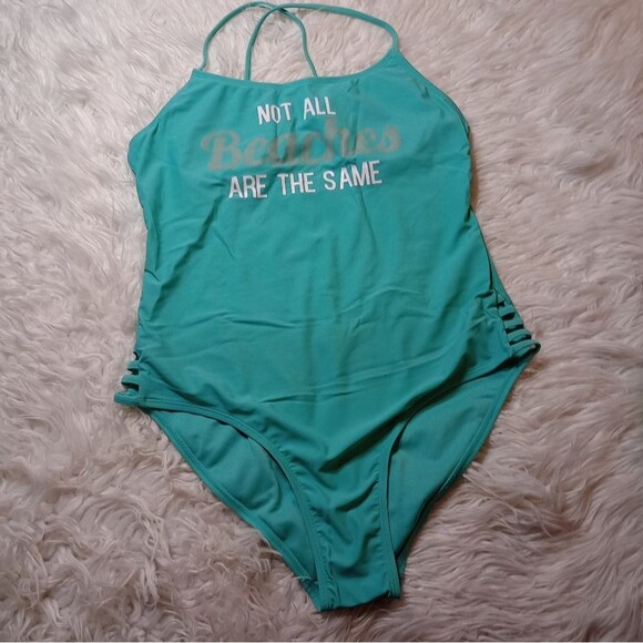 NoBoundaries  womens swin one piece sz M "Not All Beaches are the same" - Picture 1 of 9